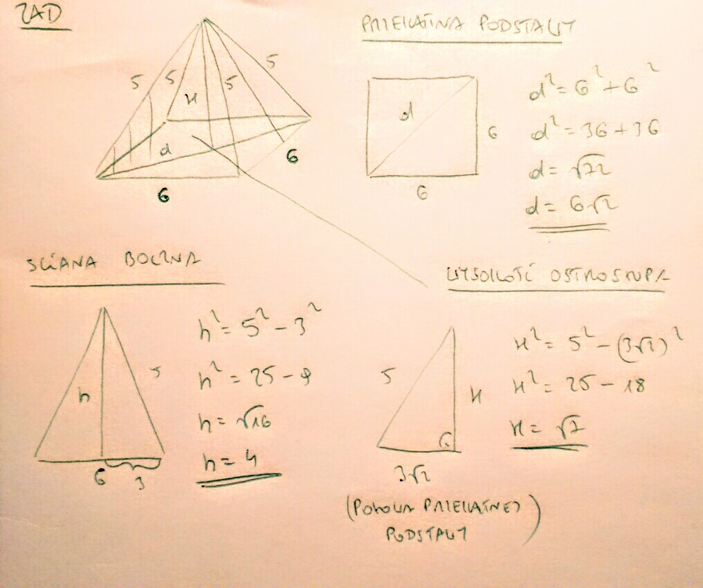 W Ostrosłupie Prawidłowym Czworokątnym Krawędź Podstawy Ma Długość 6 w ostrosłupie prawidłowym czworokątnym krawędź podstawy jest równa 6, a
