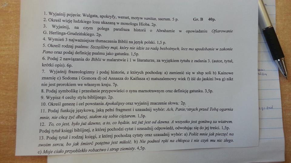 Jest to spr z działu "Biblia w literaturze i kulturze' Prosiłbym o
